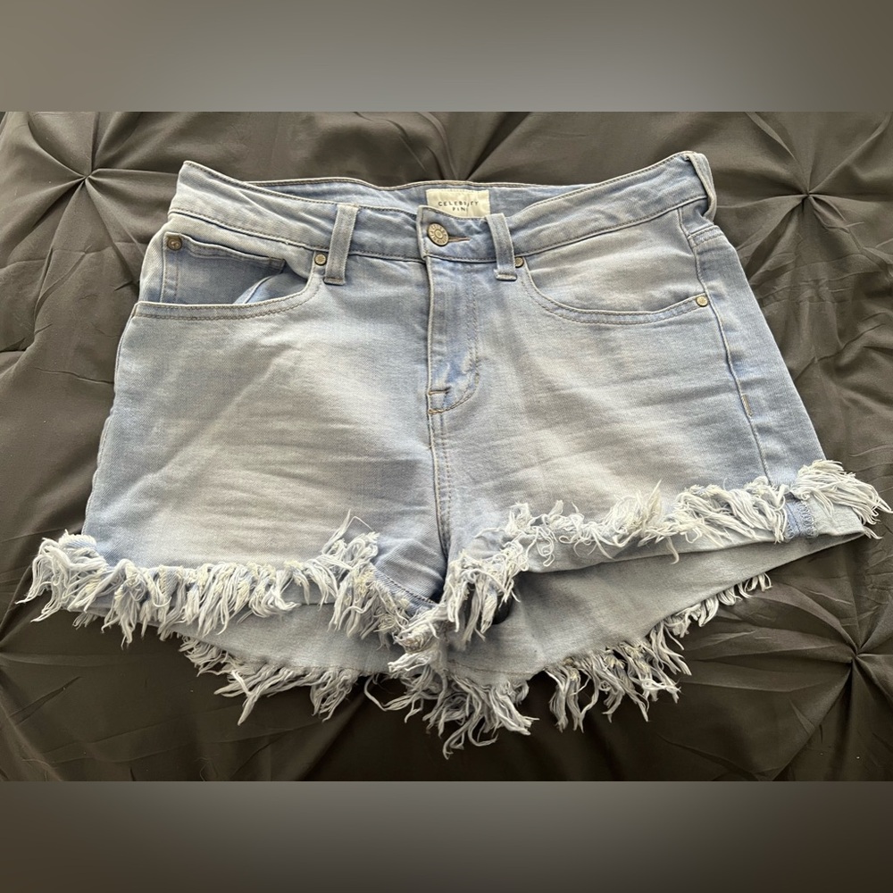 Celebrity pink denim shorts